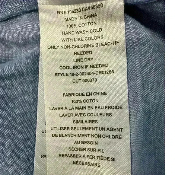 Joie Ecidra Cotton Chambray Tie Waist Tiered Pocket Pullover Mini Dress Blue S - Picture 6 of 7